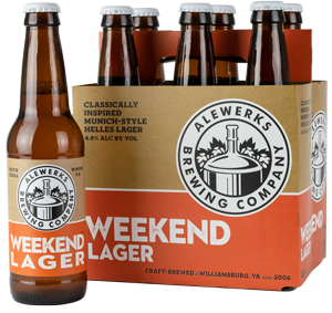 Weekend Lager six pack and bottle